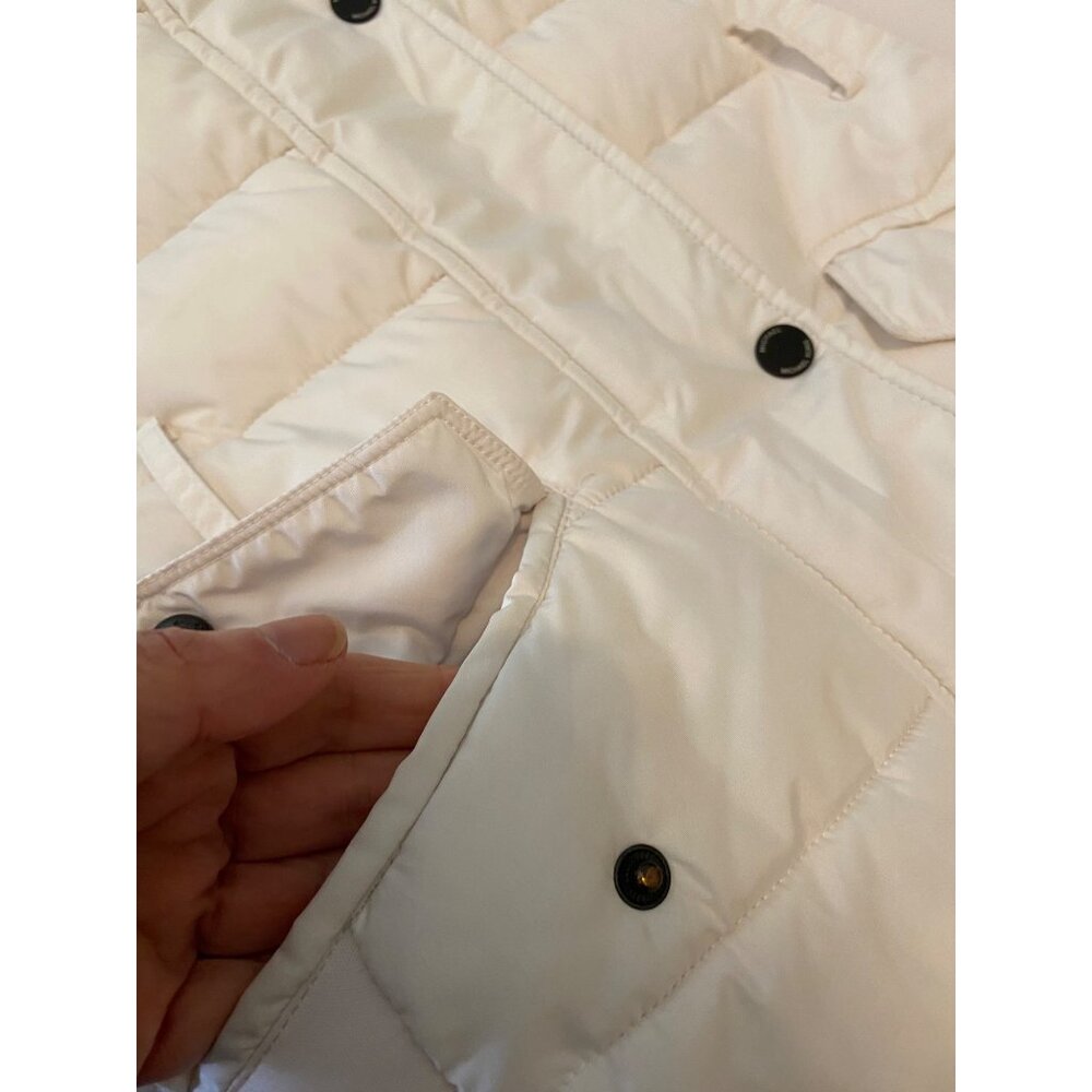 Michael Kors Womens Quilted White Puffer Coat Snap Pockets & Belted Waist Small - Picture 8 of 14